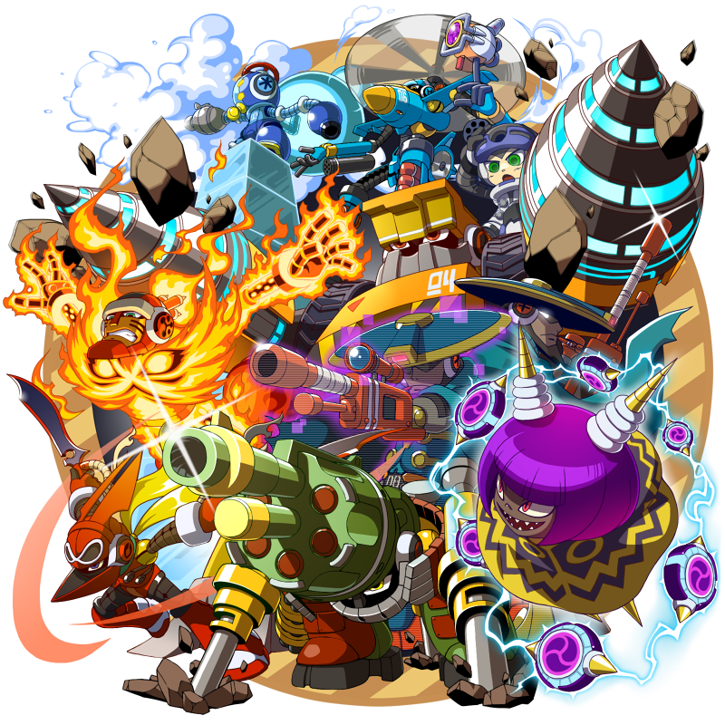 dynatron, beck, countershade, brandish, aviator, and 4 more (mighty no. 9) drawn by napo