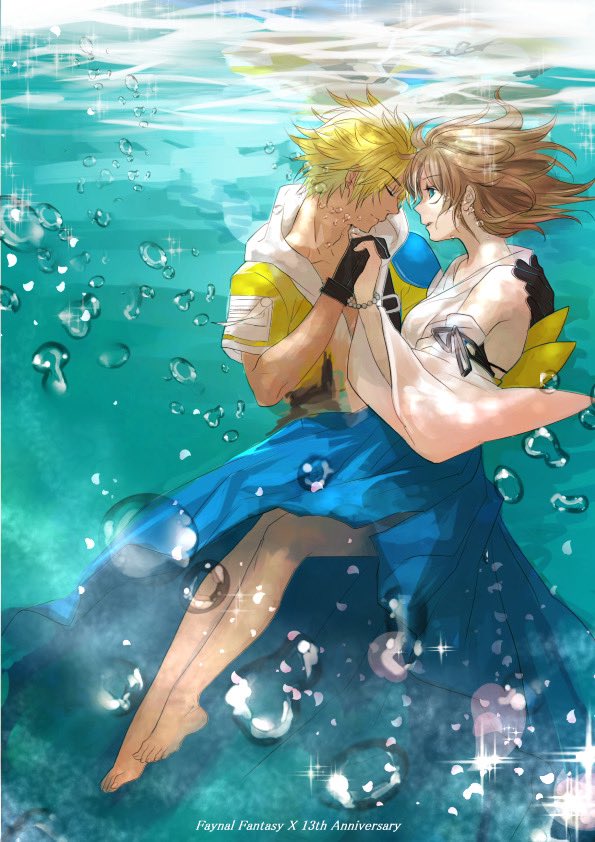 yuna and tidus (final fantasy and 1 more) drawn by nexeee