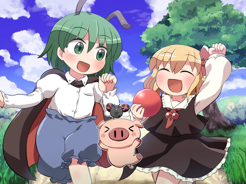 rumia and wriggle nightbug (touhou) drawn by rokugou_daisuke