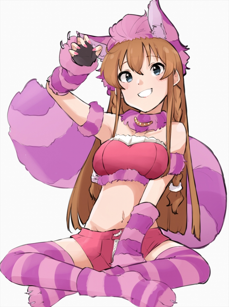 cheshire cat and kousaka umi (idolmaster and 1 more) drawn by kakuanko
