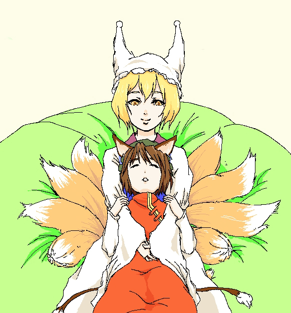 yakumo ran and chen (touhou) drawn by hikari-ko