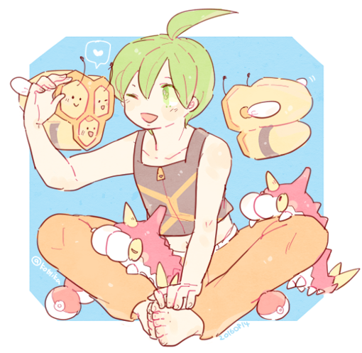 combee, wurmple, and aaron (pokemon and 1 more) drawn by katiko