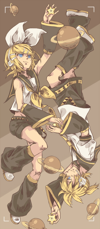 kagamine rin and kagamine len (vocaloid) drawn by hikariz