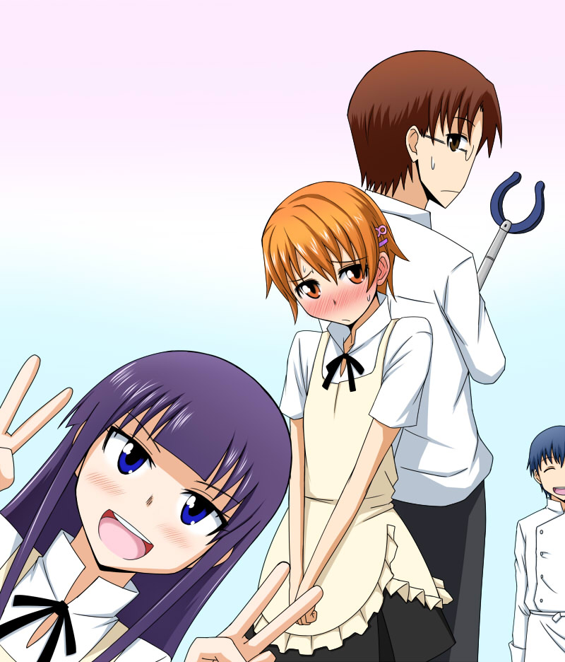 inami mahiru, yamada aoi, takanashi souta, and souma hiroomi (working!!) drawn by okota1869