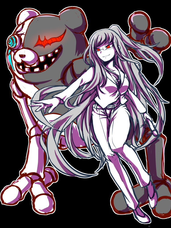 pekoyama peko and junk monokuma (danganronpa and 3 more) drawn by zi_huahuo