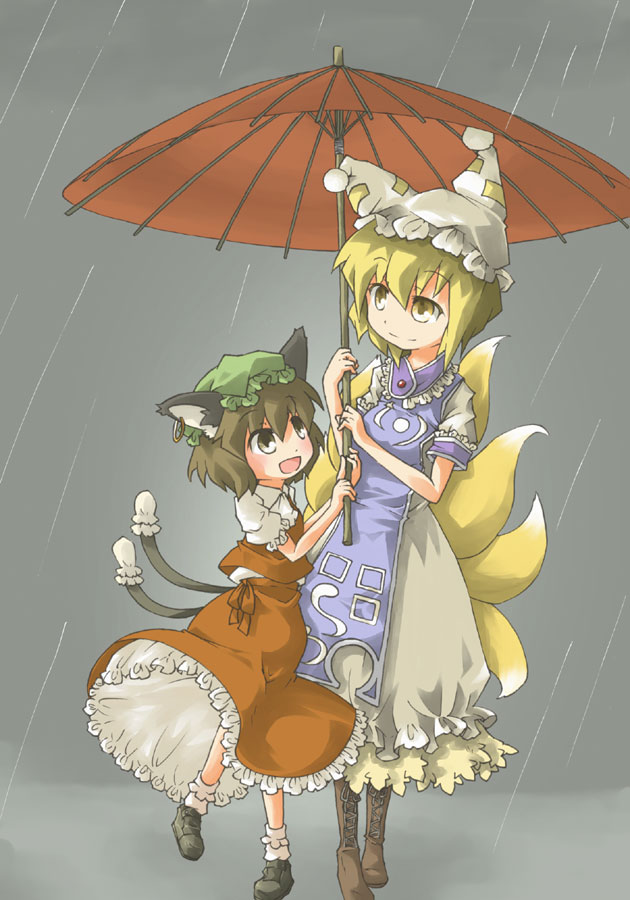 yakumo ran and chen (touhou) drawn by harada_(sansei_rain)