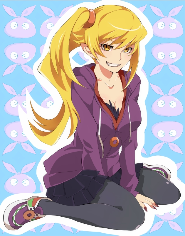 oshino shinobu and kiss-shot acerola-orion heart-under-blade (monogatari) drawn by hanako-0001