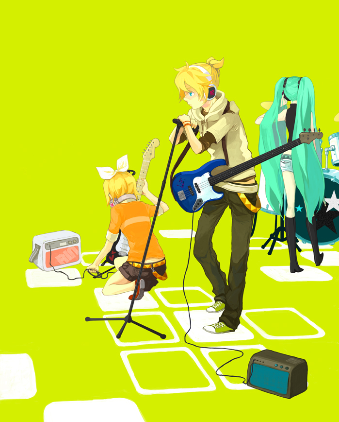 hatsune miku, kagamine rin, and kagamine len (vocaloid) drawn by ariori_haberi