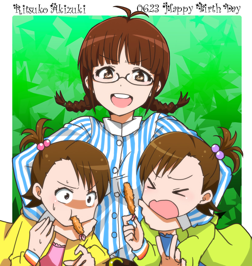 akizuki ritsuko, futami mami, and futami ami (idolmaster) drawn by kidachi