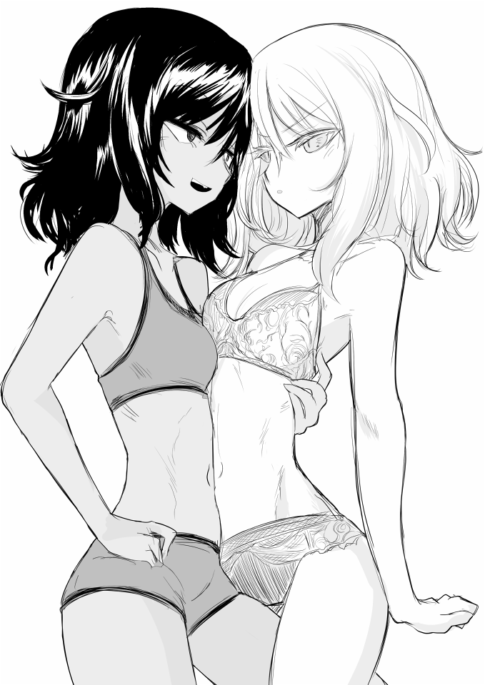 andou and oshida (girls und panzer) drawn by kyuusui_gakari