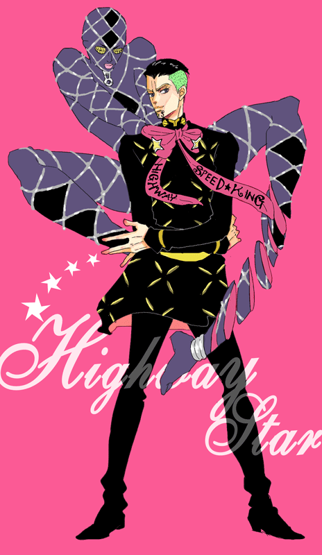 fungami yuya and highway star (jojo no kimyou na bouken and 1 more) drawn by tommy