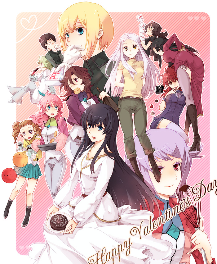 haro, feldt grace, wang liu mei, nena trinity, soma peries, and 8 more (gundam and 1 more) drawn by kusa_chuu