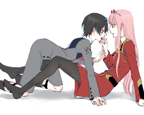 zero two and hiro (darling in the franxx) drawn by sakuragouti