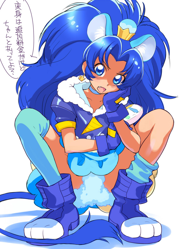 tategami aoi and cure gelato (precure and 1 more) drawn by kikurage_(crayon_arts)