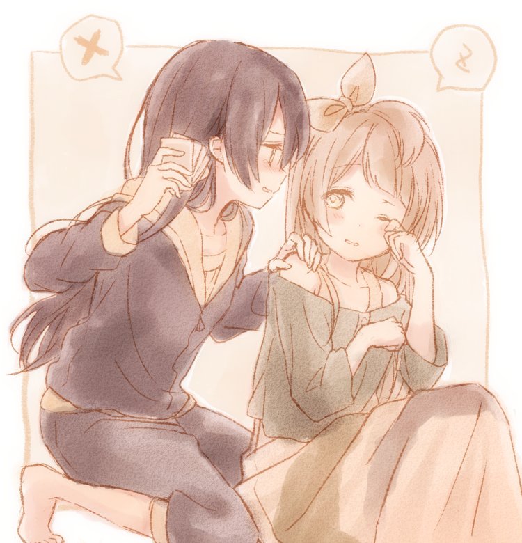 sonoda umi and minami kotori (love live! and 1 more) drawn by cora_stt
