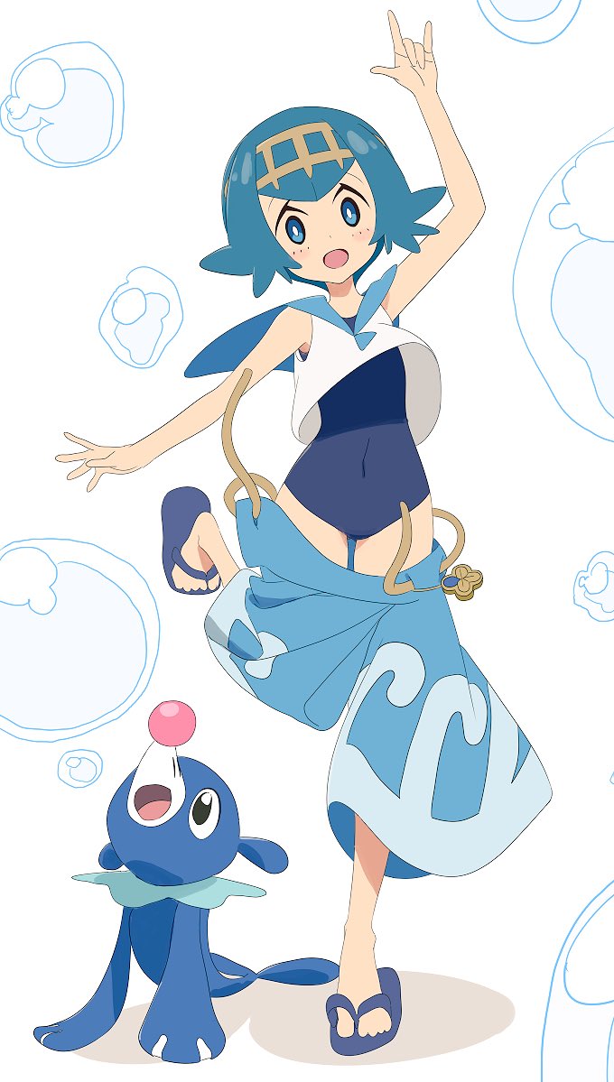 lana and popplio (pokemon and 1 more) drawn by ha_na_vi