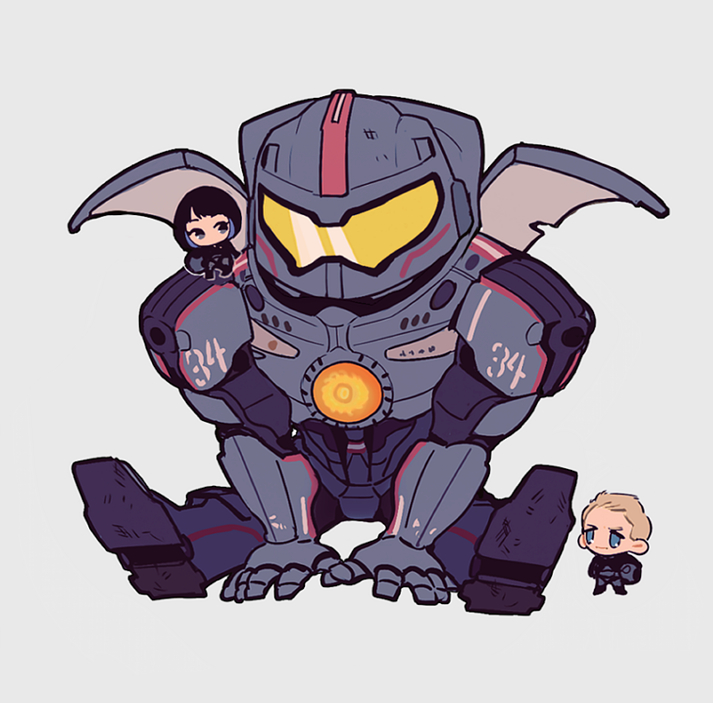 gipsy danger, mako mori, and raleigh becket (pacific rim) drawn by qin_(7833198)