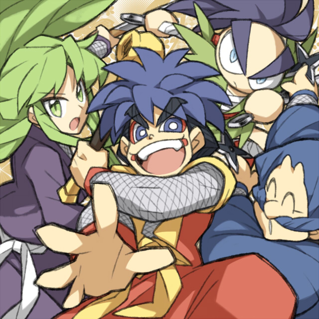 yae, goemon, sasuke, and ebisumaru (ganbare goemon) drawn by tomada