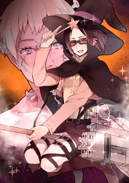 titan and hange zoe (shingeki no kyojin) drawn by tokio_neo