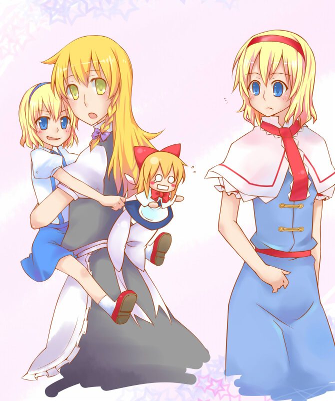 kirisame marisa, alice margatroid, and shanghai doll (touhou) drawn by akatsukimaru_(sunnytrace)