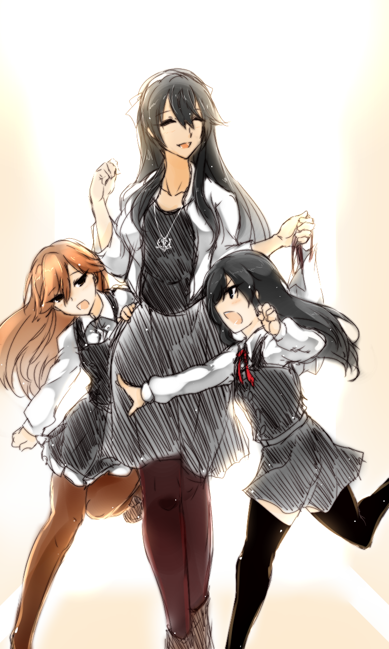 haruna, asashio, asashio kai ni, arashio, and arashio kai ni (kantai collection) drawn by dandara_(karakure)