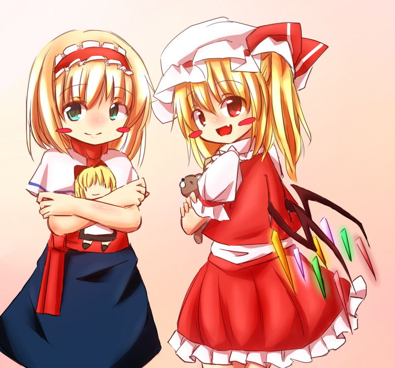 flandre scarlet, alice margatroid, and shanghai doll (touhou) drawn by misoshiru_(meridianchild312)