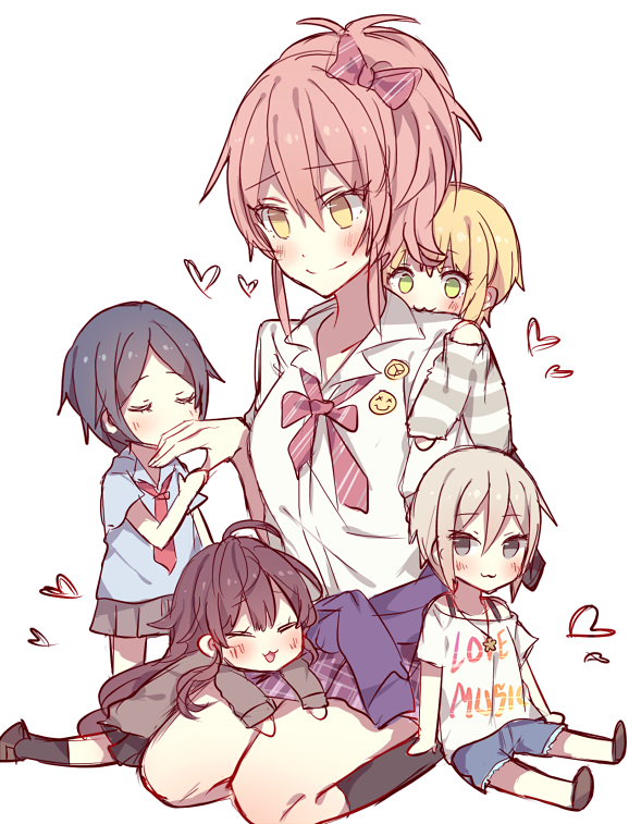 jougasaki mika, ichinose shiki, hayami kanade, miyamoto frederica, and shiomi syuko (idolmaster and 1 more) drawn by kvlen