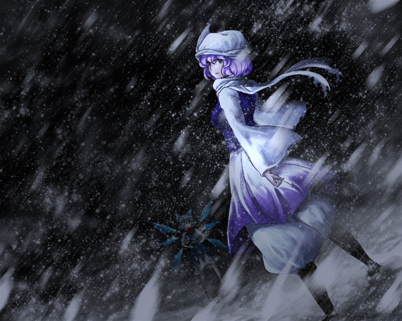 cirno and letty whiterock (touhou) drawn by kitayuki_kajika