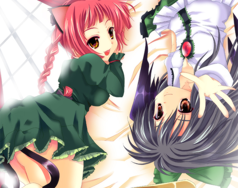 kaenbyou rin and reiuji utsuho (touhou) drawn by natsumikan