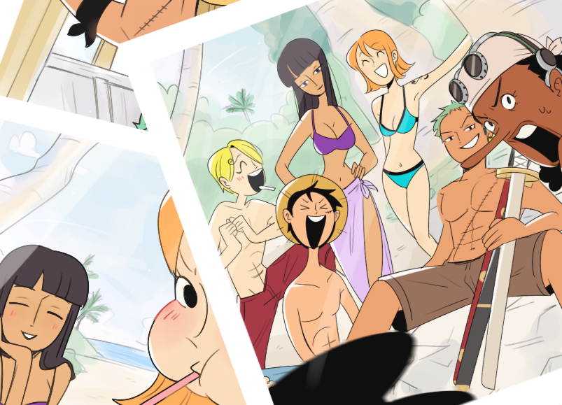 nami, monkey d. luffy, nico robin, roronoa zoro, sanji, and 2 more (one piece) drawn by cesel
