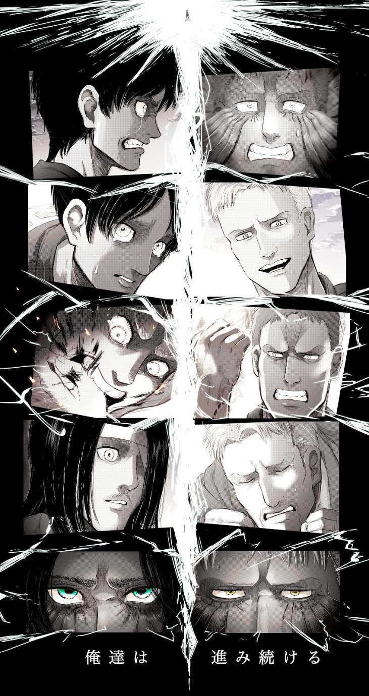 eren yeager and reiner braun (shingeki no kyojin) drawn by zunkome