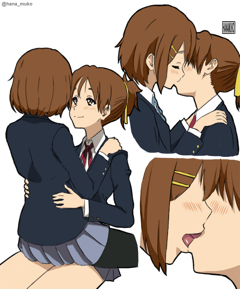 hirasawa yui and hirasawa ui (k-on!) drawn by hanamuko_(hana_muko)