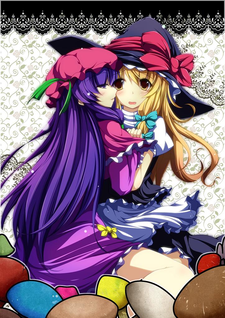 kirisame marisa and patchouli knowledge (touhou) drawn by nashiro_tsukito