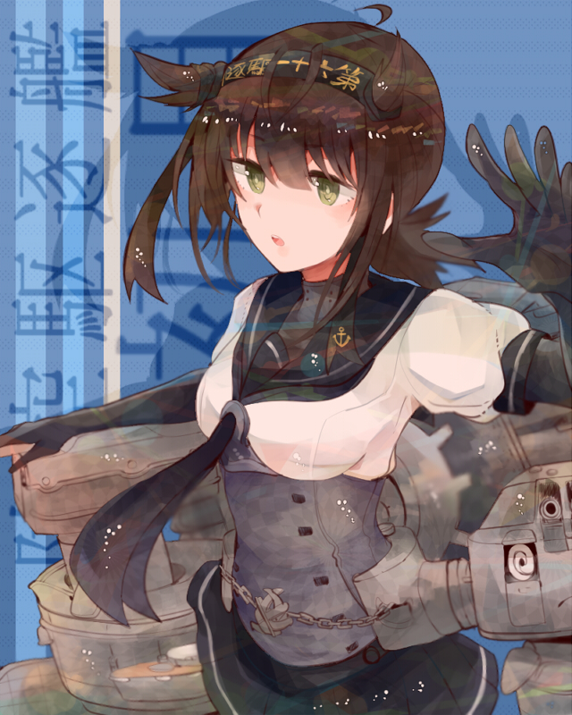 hatsuzuki and chou-10cm-hou-chan (kantai collection) drawn by itomugi-kun