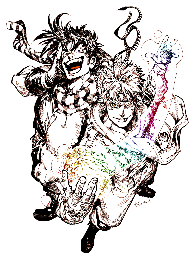 joseph joestar and caesar anthonio zeppeli (jojo no kimyou na bouken and 1 more) drawn by kotteri