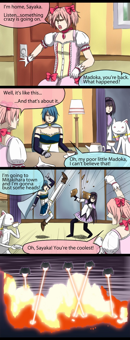 akemi homura, kaname madoka, miki sayaka, kyubey, heather mason, and 2 more (mahou shoujo madoka magica and 2 more) drawn by cherrose