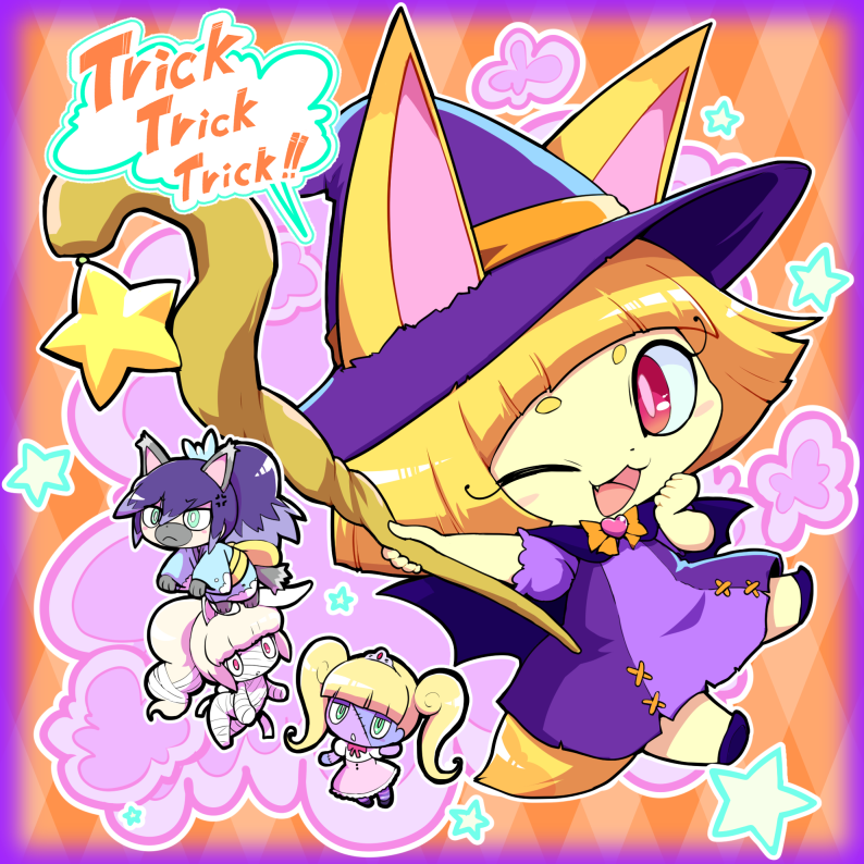 yukionna, snowrabby, kon-tan, and muchaburikko (youkai watch) drawn by nollety