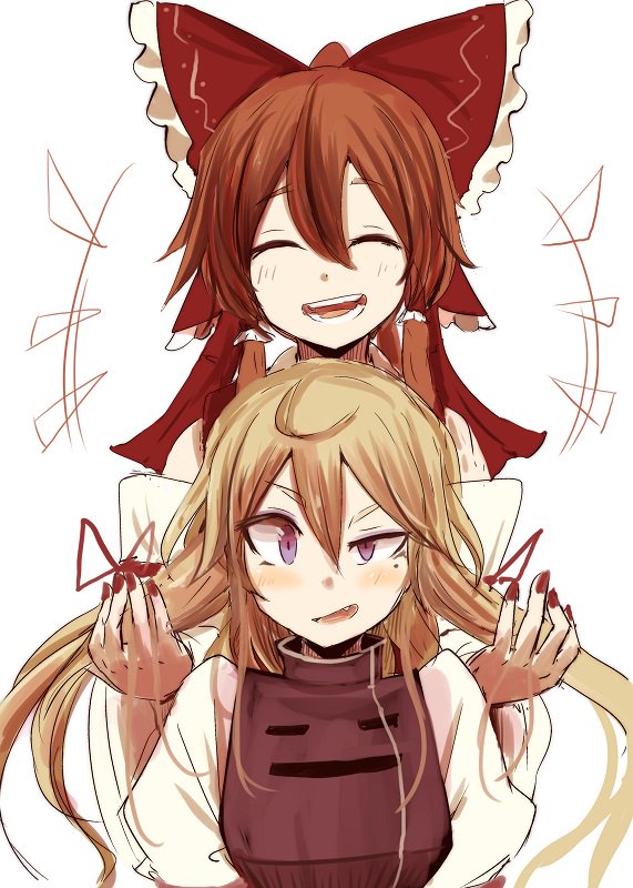 hakurei reimu and yakumo yukari (touhou) drawn by necro_(nekurodayo)