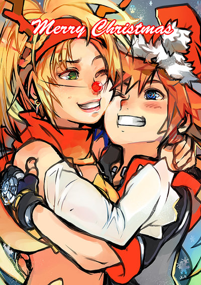 sora and rikku (final fantasy and 3 more) drawn by overlord_jc