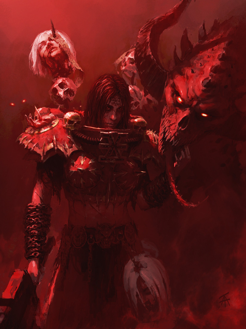 adepta sororitas and sister of slaughter (warhammer 40k) drawn by tarfken