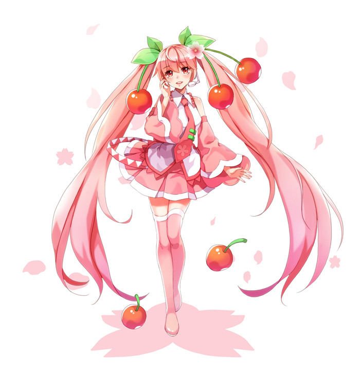 hatsune miku and sakura miku (vocaloid) drawn by kostop