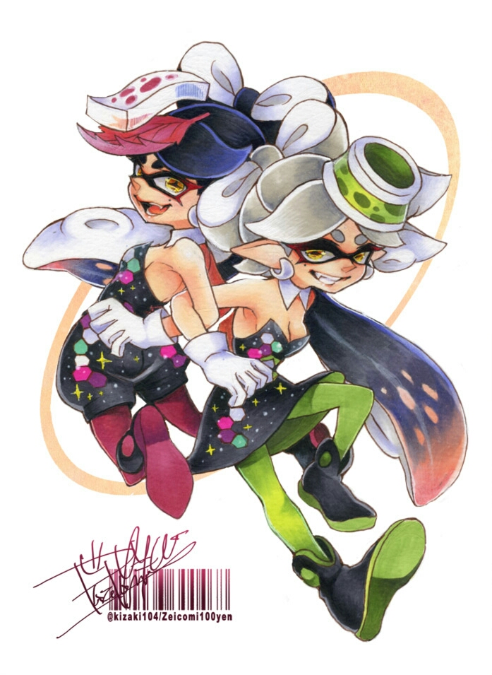 callie and marie (splatoon and 1 more) drawn by isamu-ki_(yuuki)
