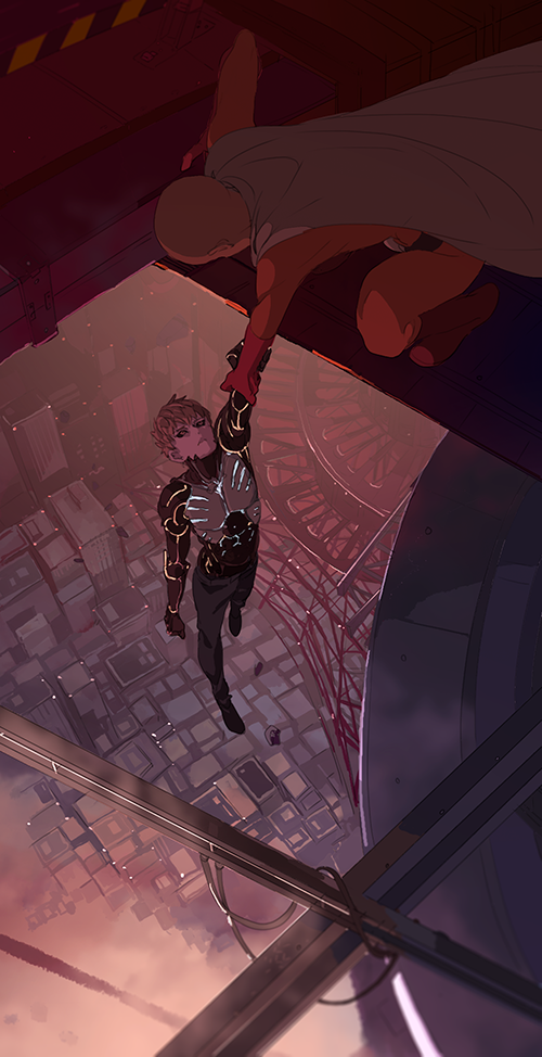 saitama and genos (one-punch man) drawn by meshi_yori_yado