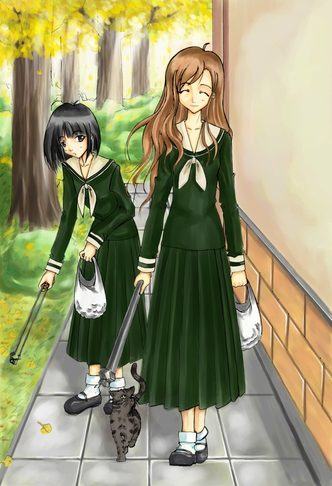 toudou shimako, nijou noriko, and goronta (maria-sama ga miteru) drawn by towada_rin