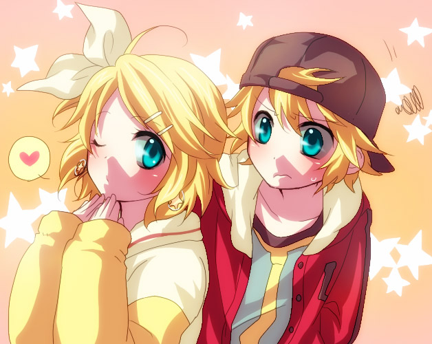 kagamine rin and kagamine len (vocaloid and 1 more) drawn by izumi_kouyou