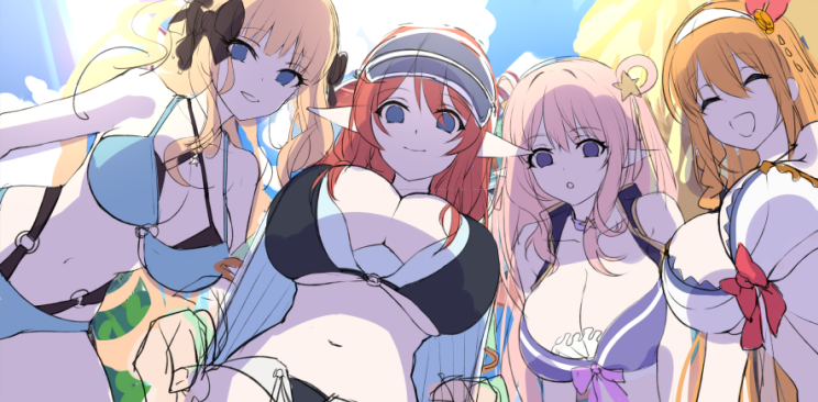 pecorine, saren, hatsune, and misato (princess connect!) drawn by xiujia_yihuizi