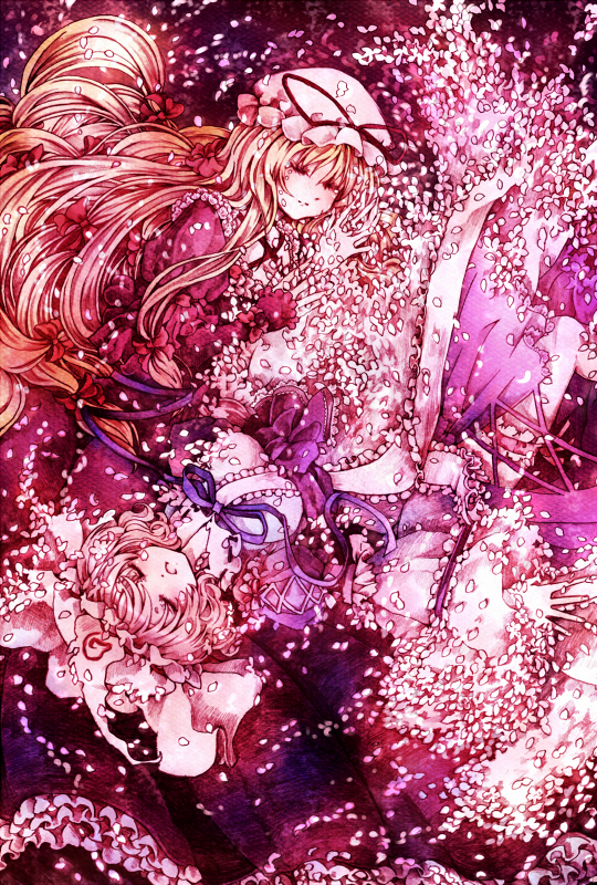 yakumo yukari and saigyouji yuyuko (touhou) drawn by hanada_hyou