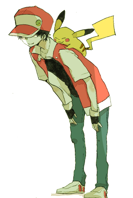 pikachu and red (pokemon and 1 more) drawn by tomtomjm