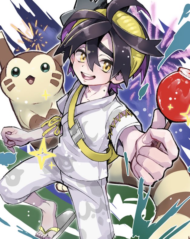 kieran and furret (pokemon and 1 more) drawn by sueyoshi_cos