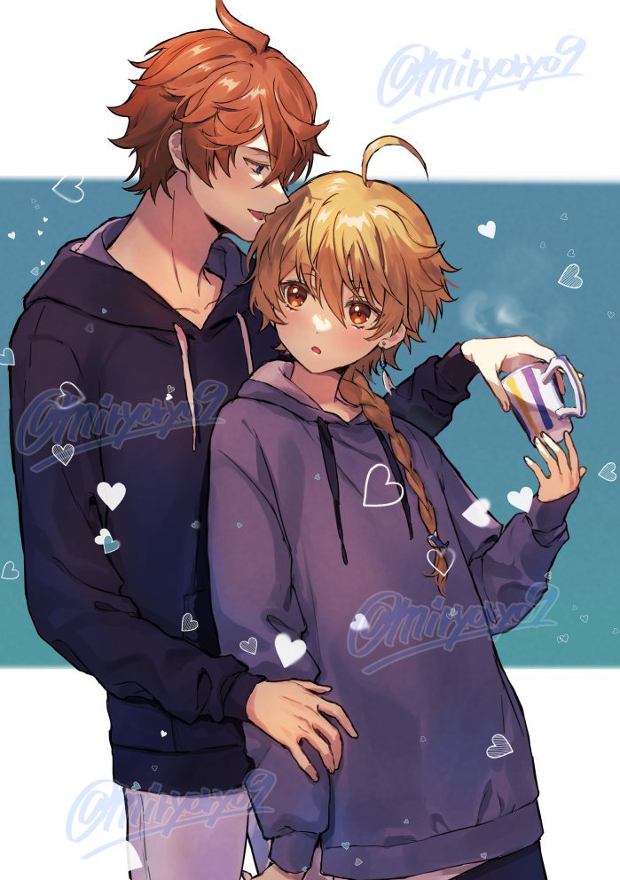 aether and tartaglia (genshin impact) drawn by miryoryo9